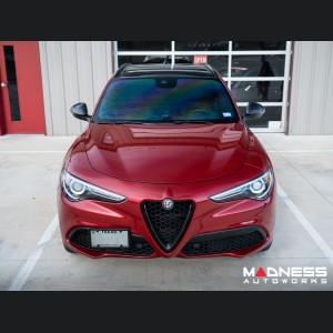 Alfa Romeo Stelvio Front V Shield Grill Frame + Emblem Frame Kit - Carbon Fiber 